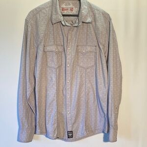 Rock 47 by Wrangler Men's Light Gray All-Over Skulls Western Shirt.